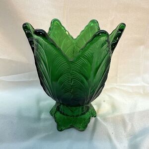 Fenton Emerald Green Glass Tulip Shape Votive double Candle Stick Holder